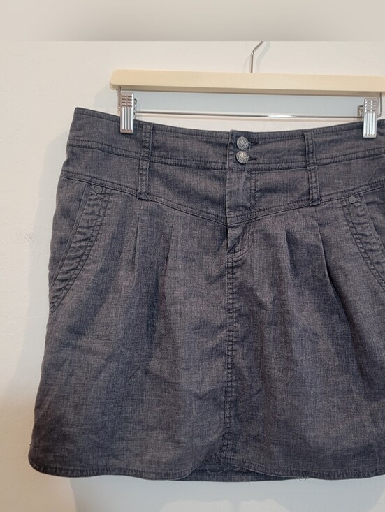 Prana Dresses & Skirts - PrAna Pleated Hemp Blend Women's Button Waist Skirt Charcoal Gray Size 10